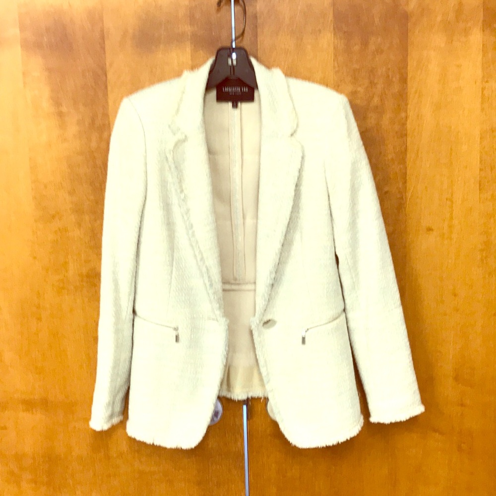 Blazer Sz 2 Lafayette 148 New York. Cream/blue Twd